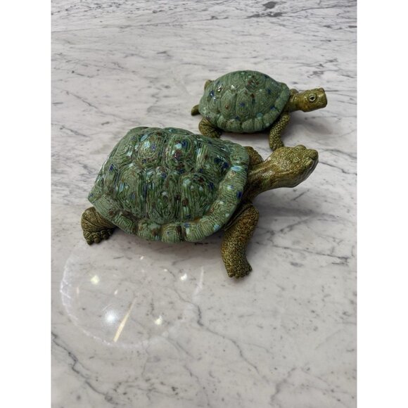 Vintage Scioto Hand Painted Ceramic Turtles Unique Lot of 2 Mother & Baby Turtle - Picture 7 of 15